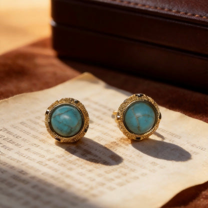 Turquoise Small Round Stud Earrings