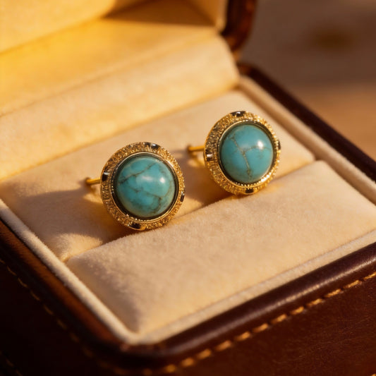 Turquoise Small Round Stud Earrings