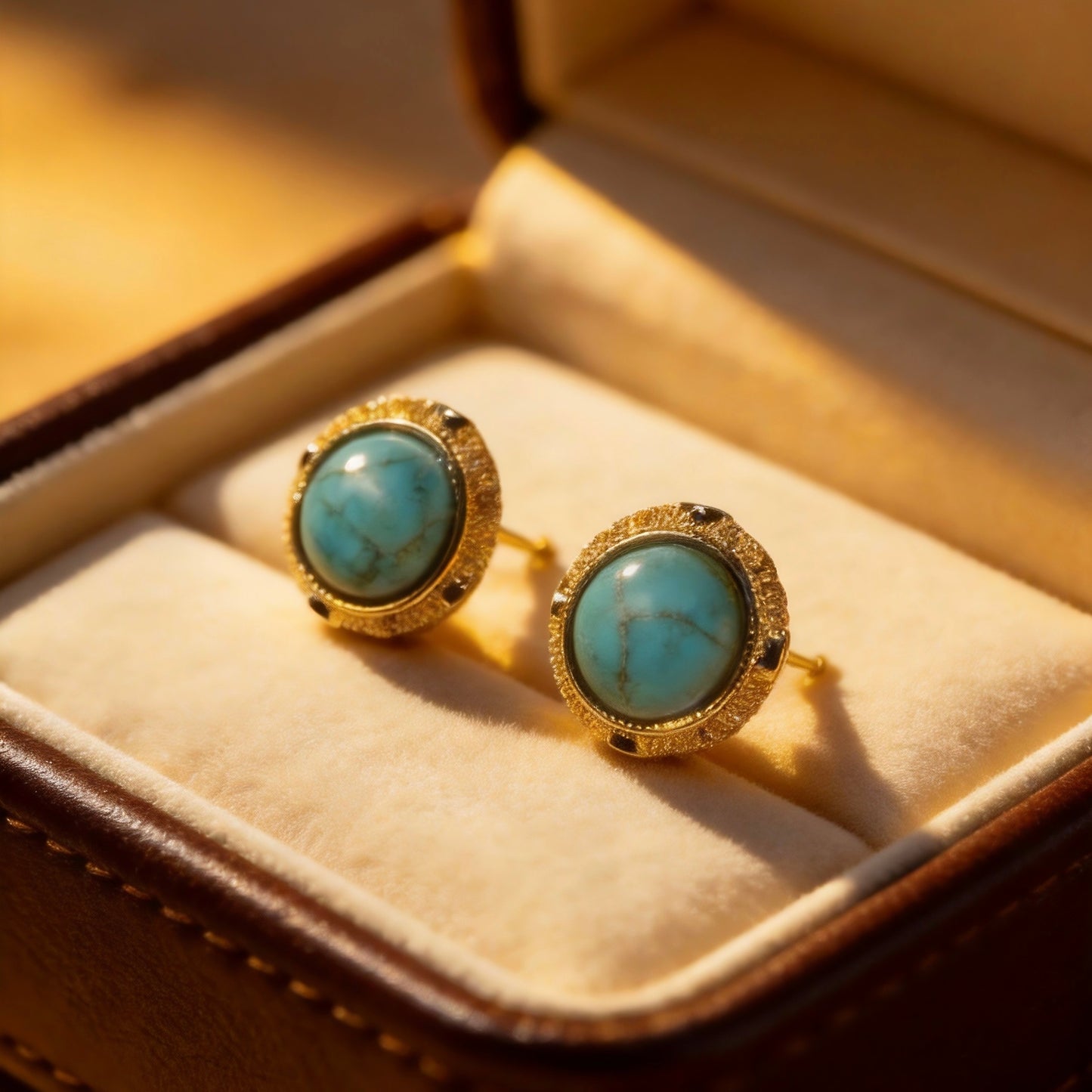 Turquoise Small Round Stud Earrings