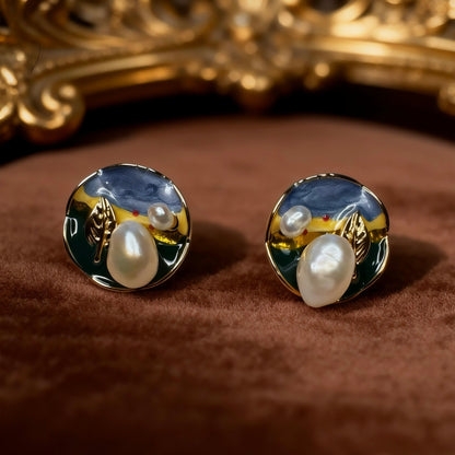 Artistic Mixed Pearl Round Earrings