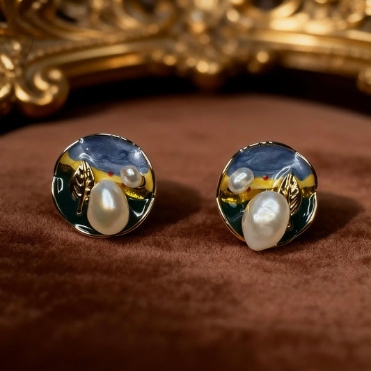 Artistic Mixed Pearl Round Earrings