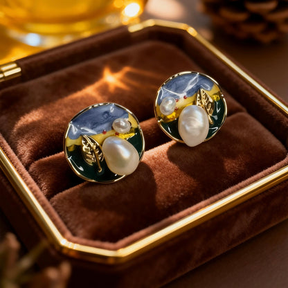 Artistic Mixed Pearl Round Earrings