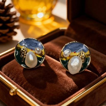Artistic Mixed Pearl Round Earrings