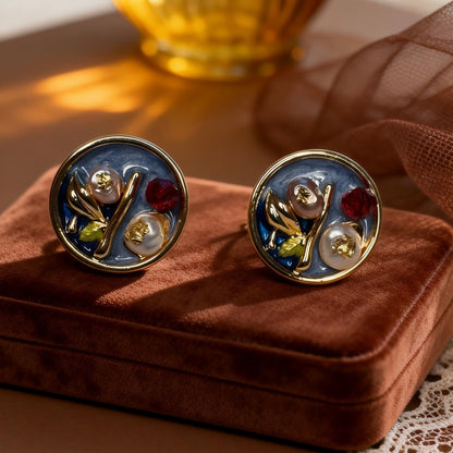 Artistic Floral Mixed Gem Earrings