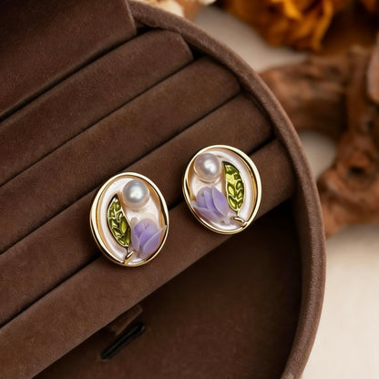 Lavender Blossom Pearl Earrings