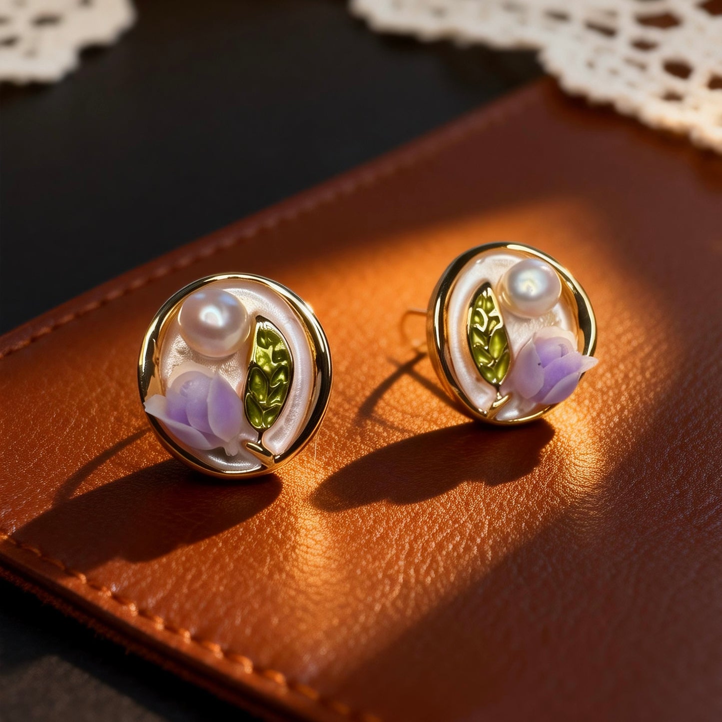 Lavender Blossom Pearl Earrings