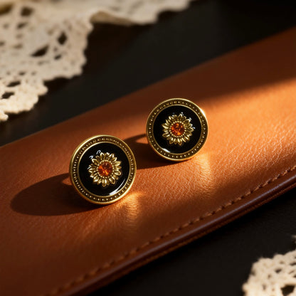 Black Sunburst Studs