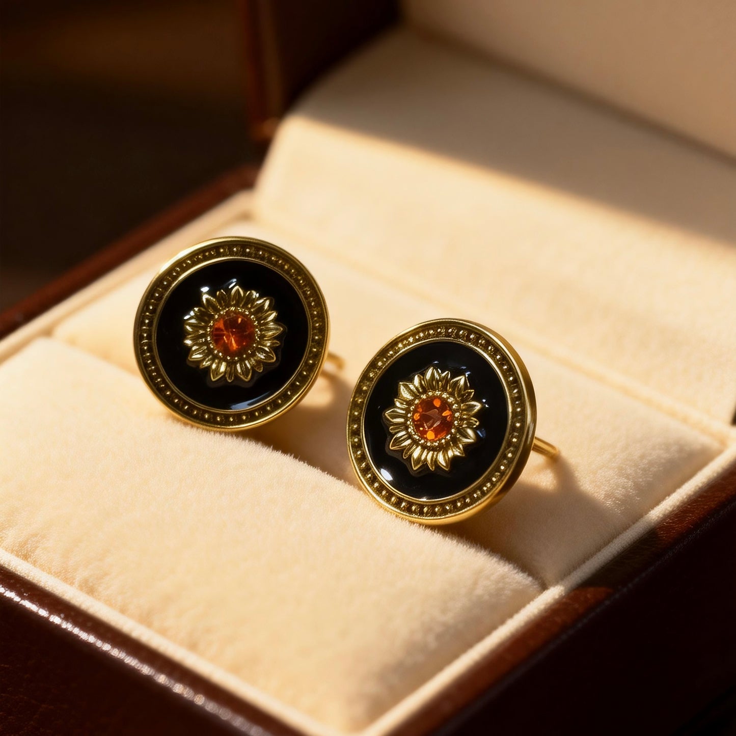 Black Sunburst Studs