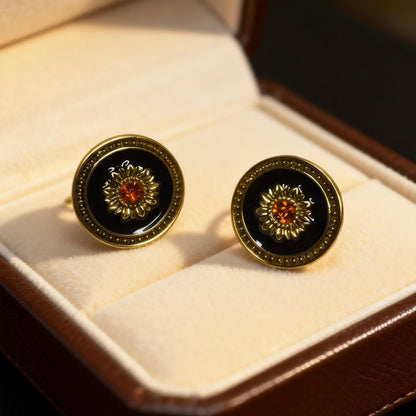 Black Sunburst Studs