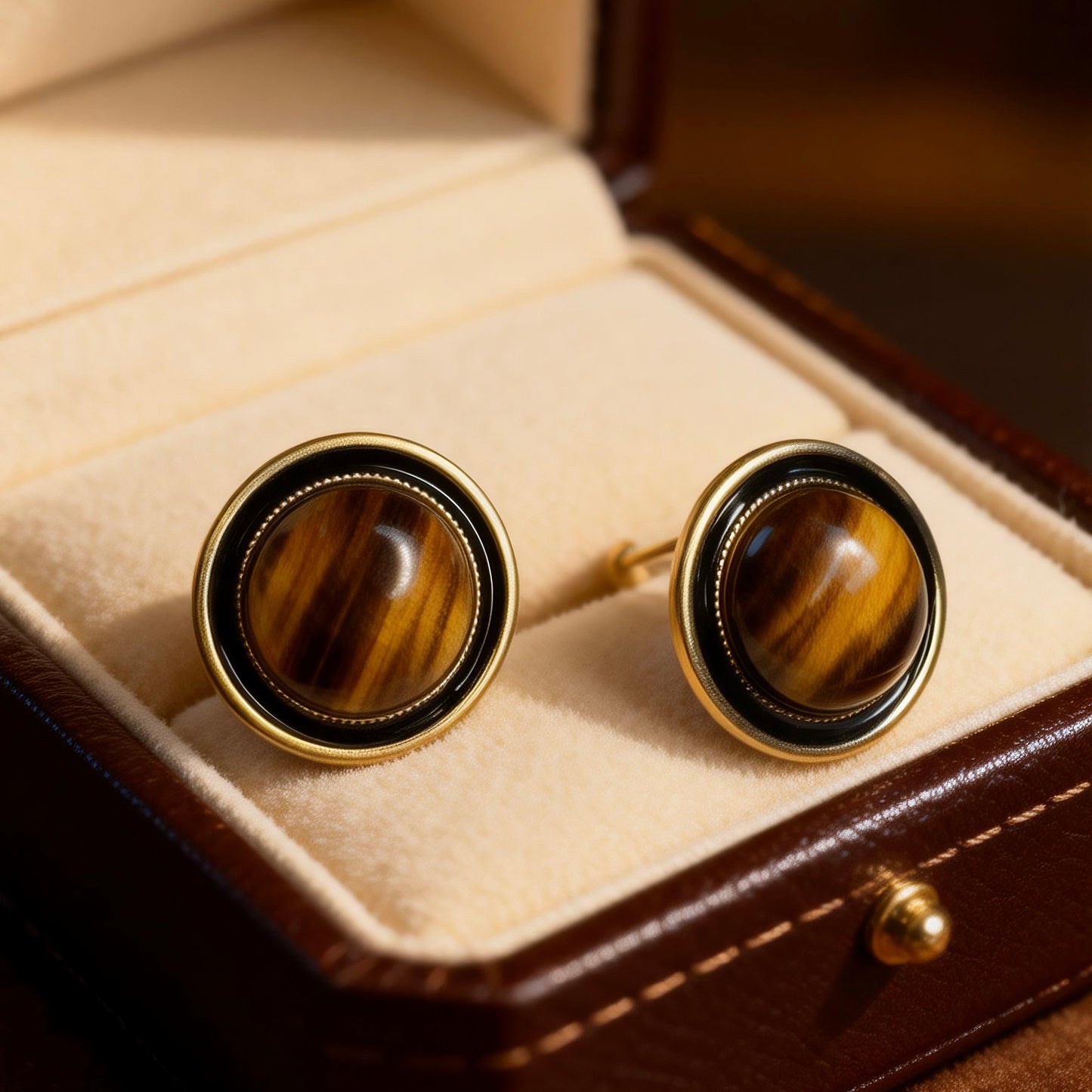 Vintage Tiger Eye Stud Earrings