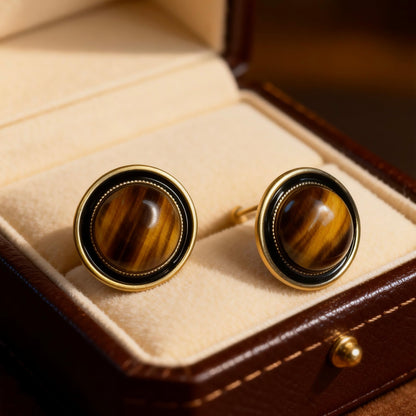 Vintage Tiger Eye Stud Earrings