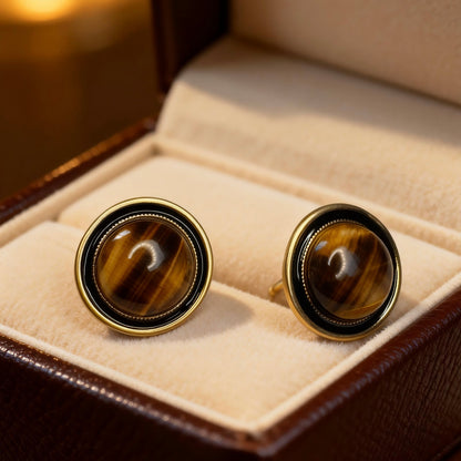 Vintage Tiger Eye Stud Earrings