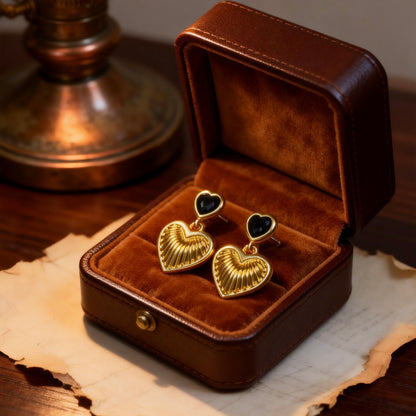 Gold Heart Drop Earrings