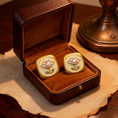 Floral Pearl Stud Earrings