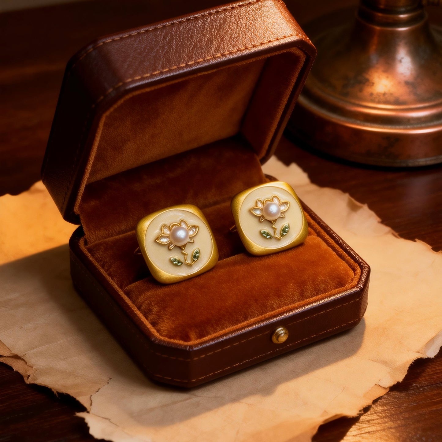 Floral Pearl Stud Earrings