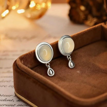 White Agate Drop Earrings