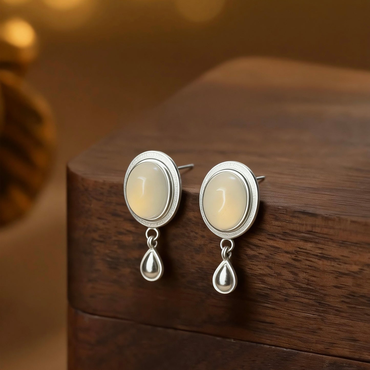 White Agate Drop Earrings