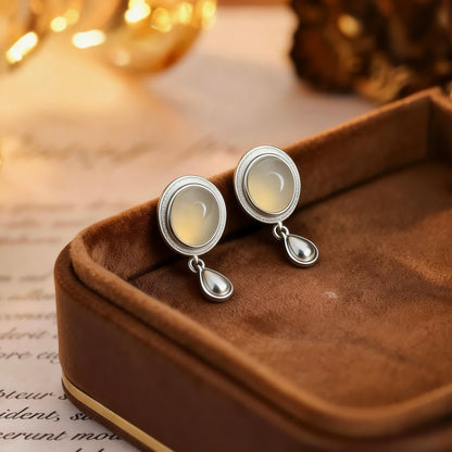 White Agate Drop Earrings