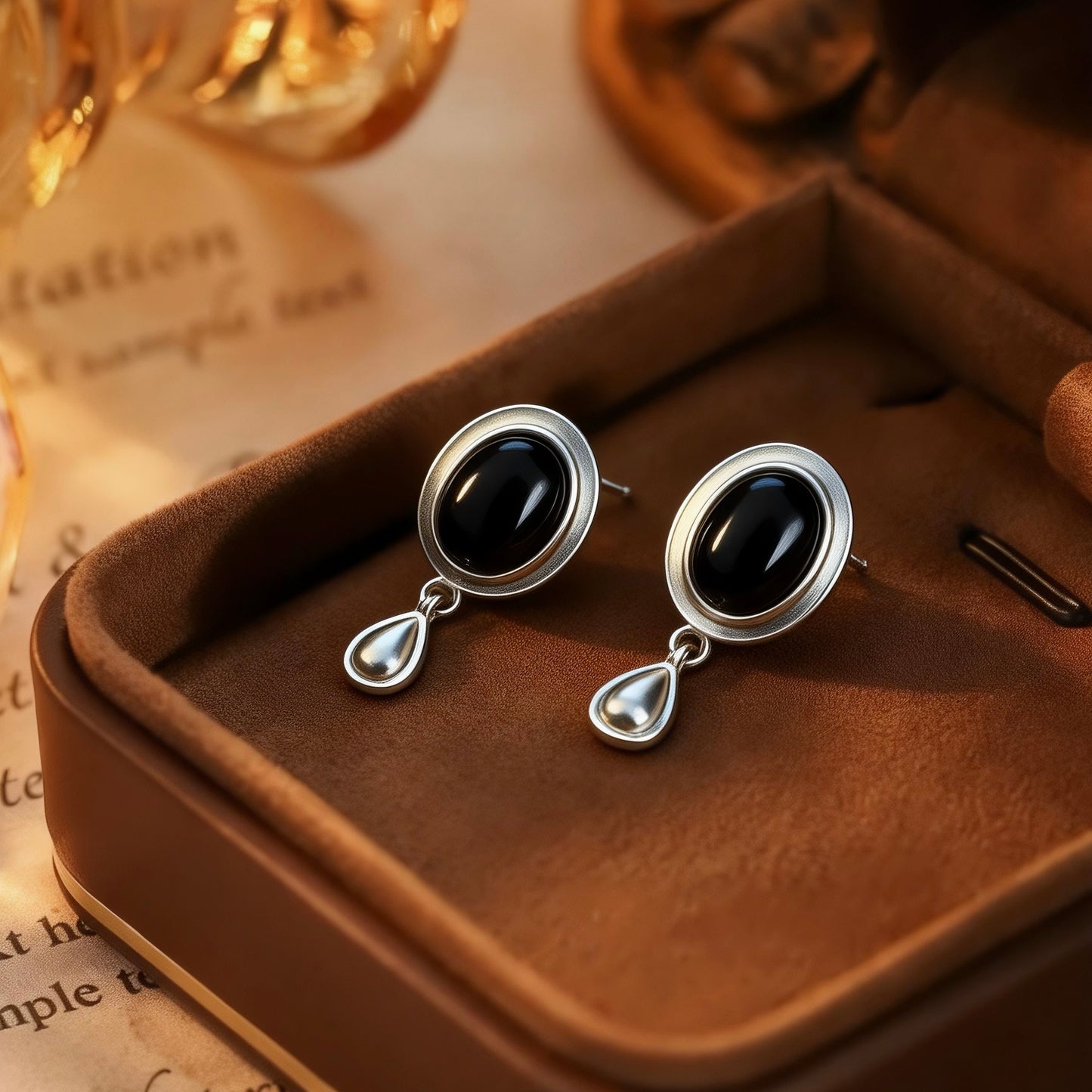 Black Agate Drop Earrings