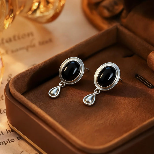 Black Agate Drop Earrings