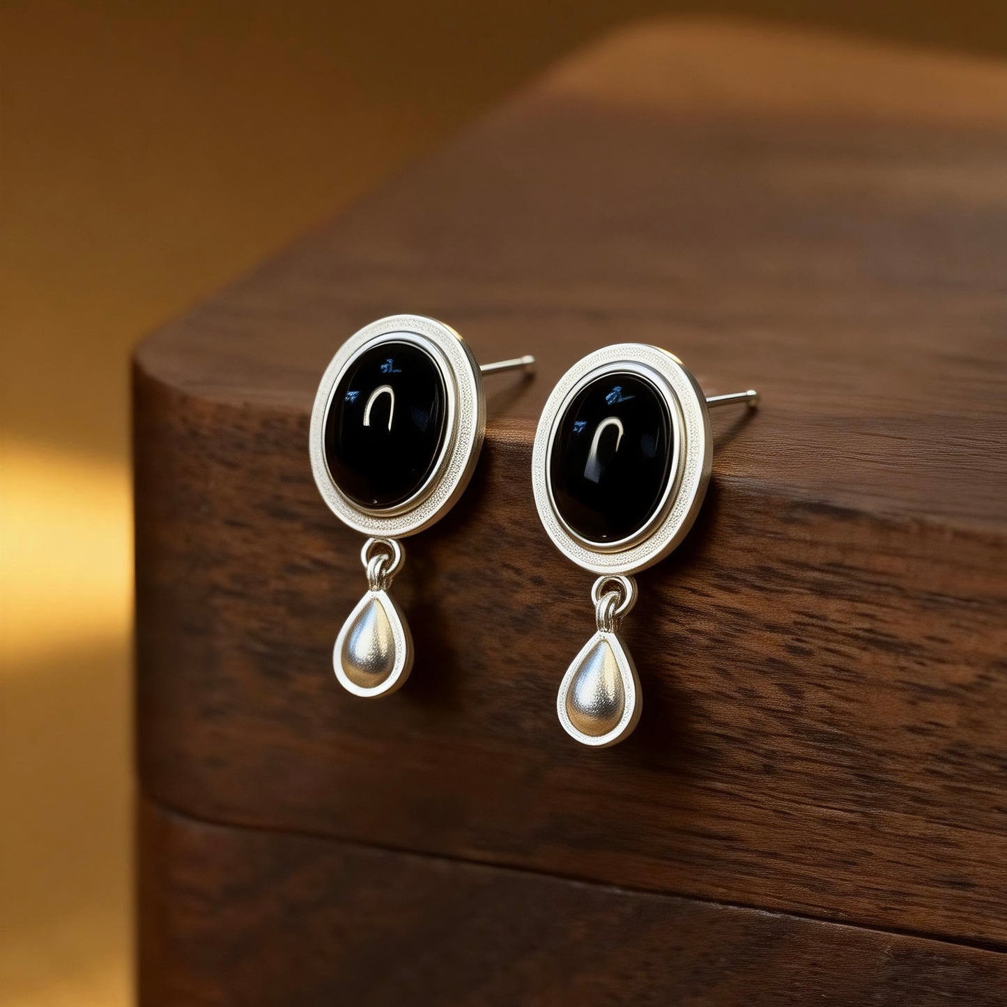 Black Agate Drop Earrings