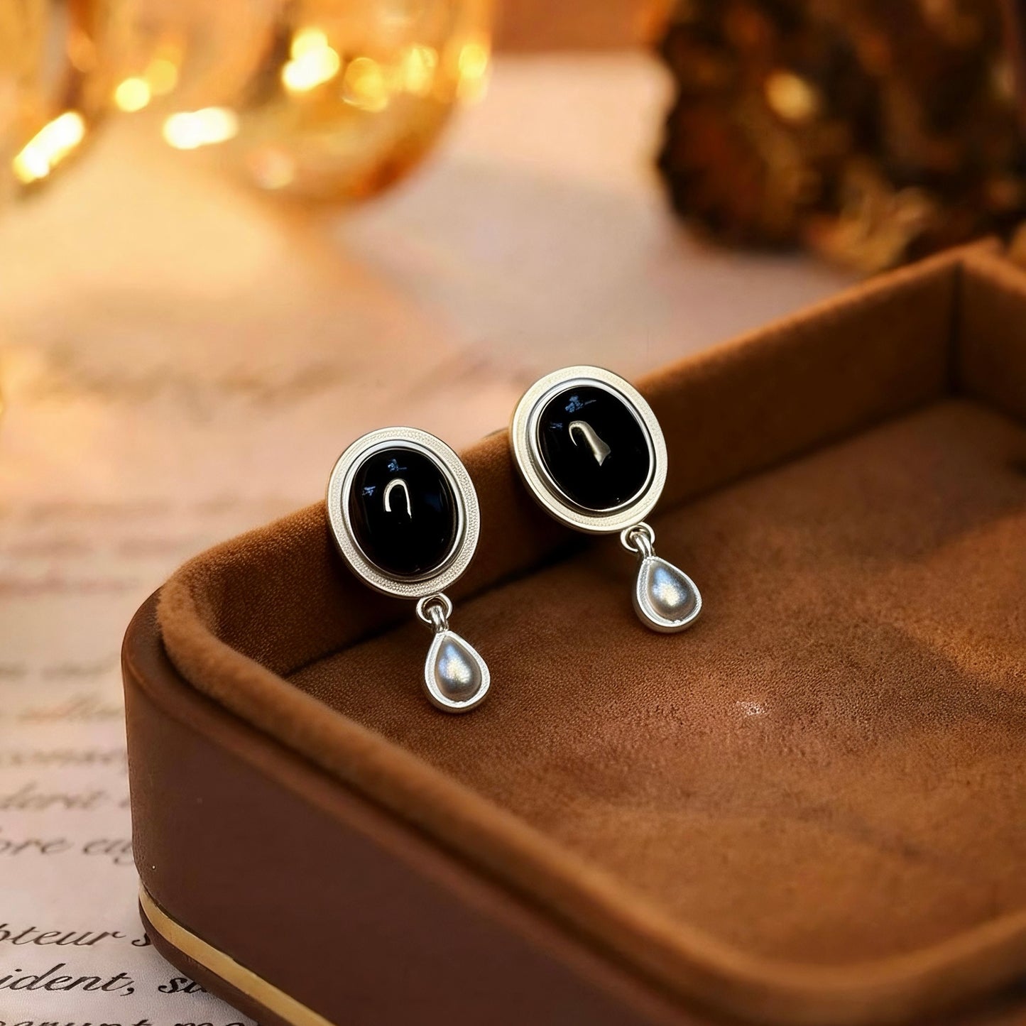 Black Agate Drop Earrings