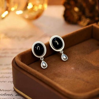 Black Agate Drop Earrings