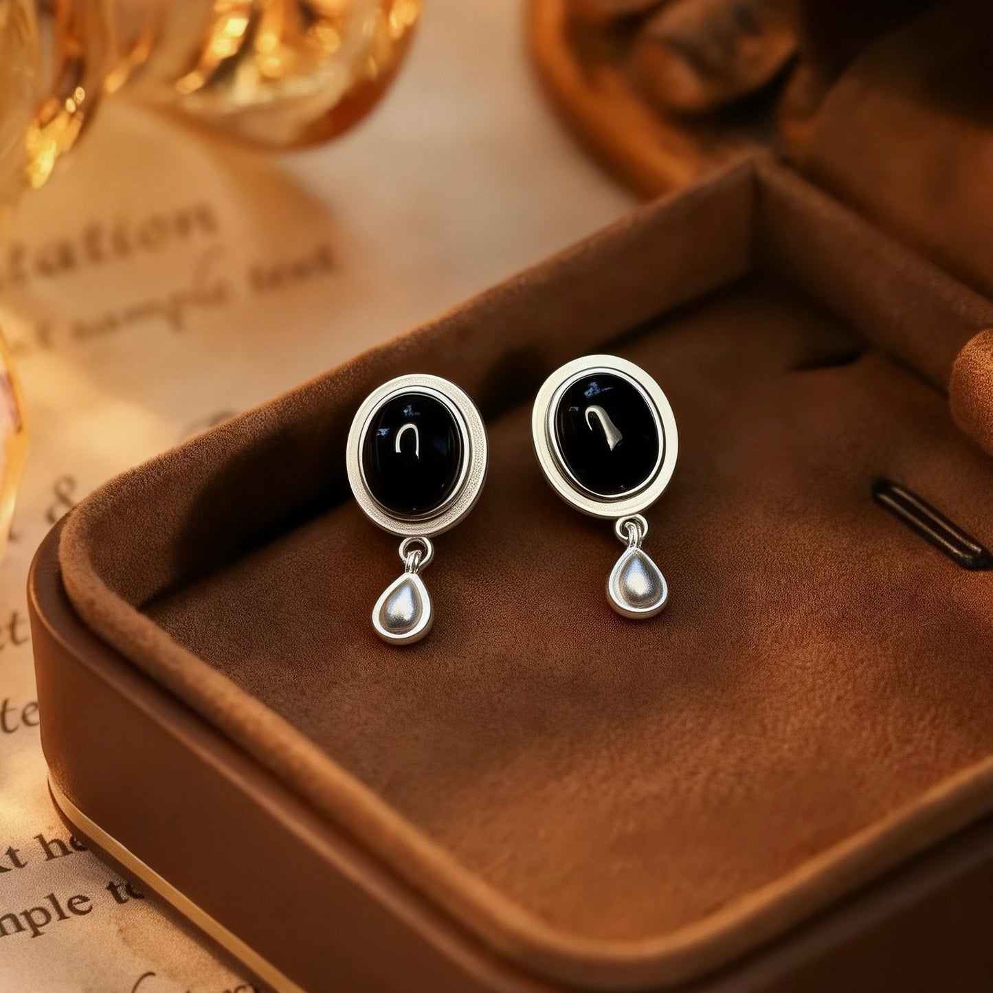 Black Agate Drop Earrings