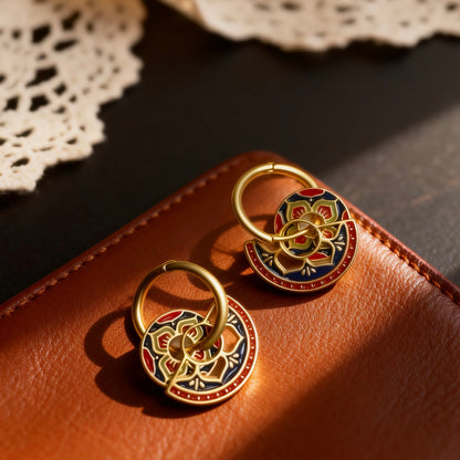 Vintage Enamel Floral Hoop Earrings