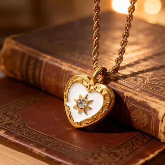 Gold Heart Sun Pendant Necklace