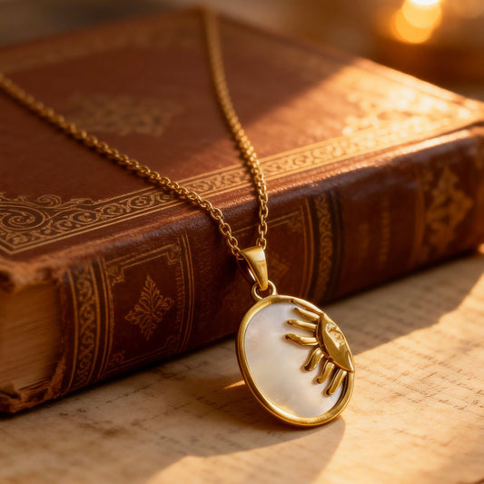 Solar Eye Mother-of-Pearl Pendant Necklace