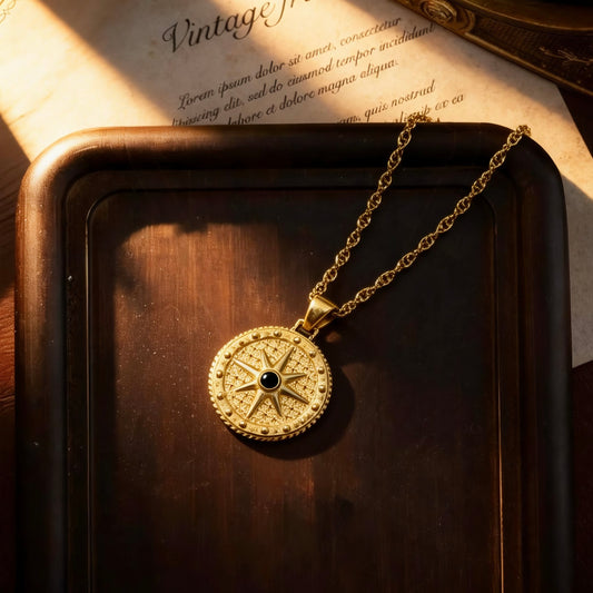 Gold Compass Star Pendant Necklace