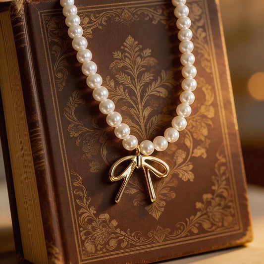 Pearl Bow Pendant Necklace