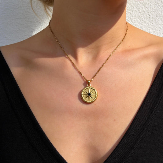 Gold Compass Star Pendant Necklace