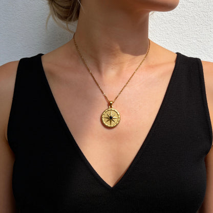 Gold Compass Star Pendant Necklace