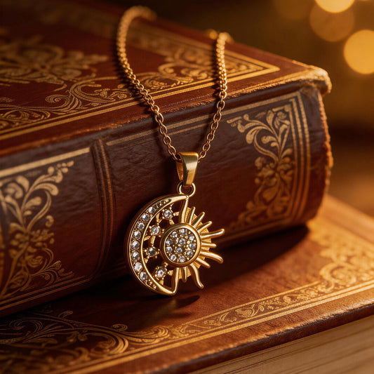 Sun & Moon Crystal Pendant Necklace