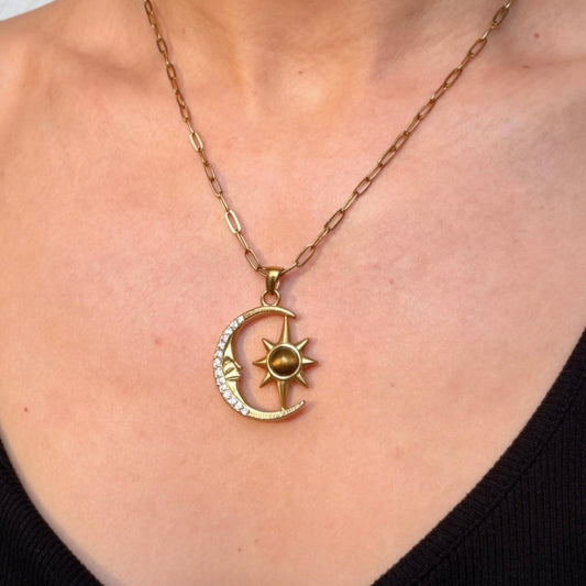 Moon & Sun Gold Pendant Necklace