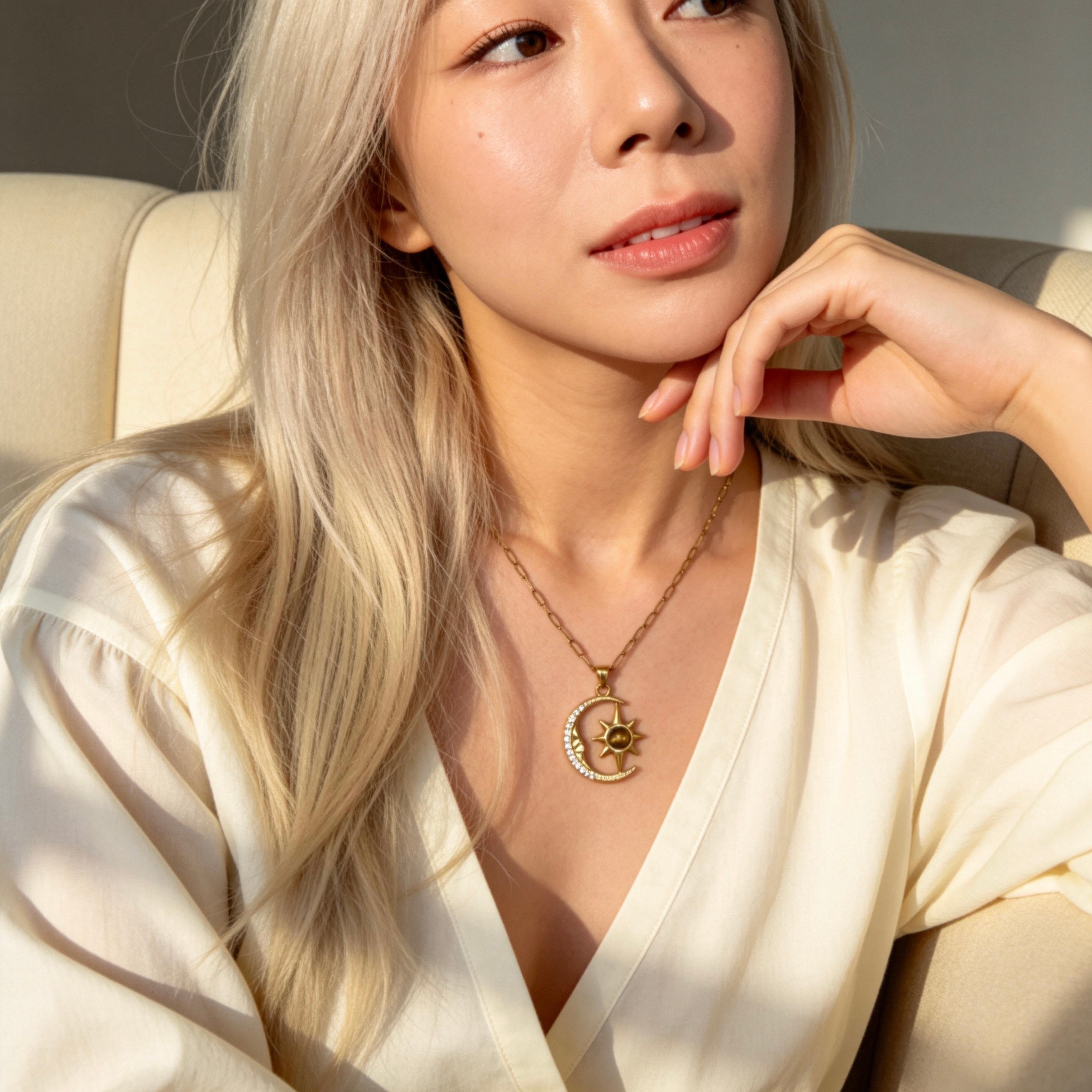Moon & Sun Gold Pendant Necklace