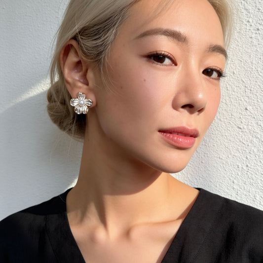 Floral Pearl Stud Earrings