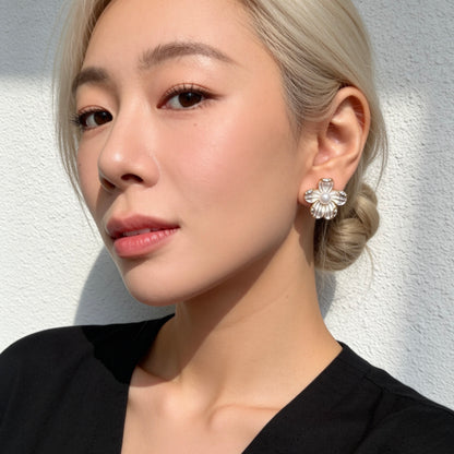 Floral Pearl Stud Earrings