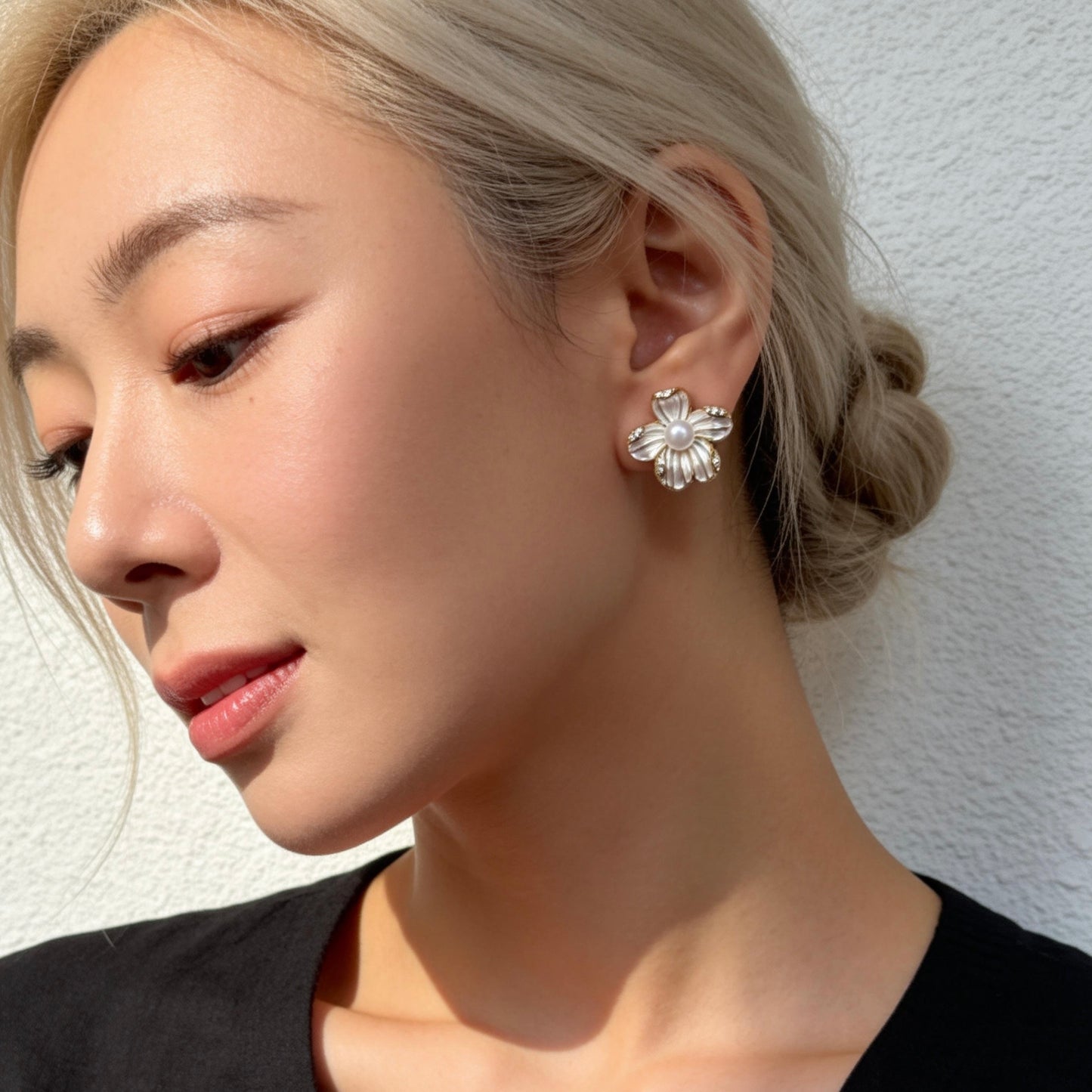 Floral Pearl Stud Earrings