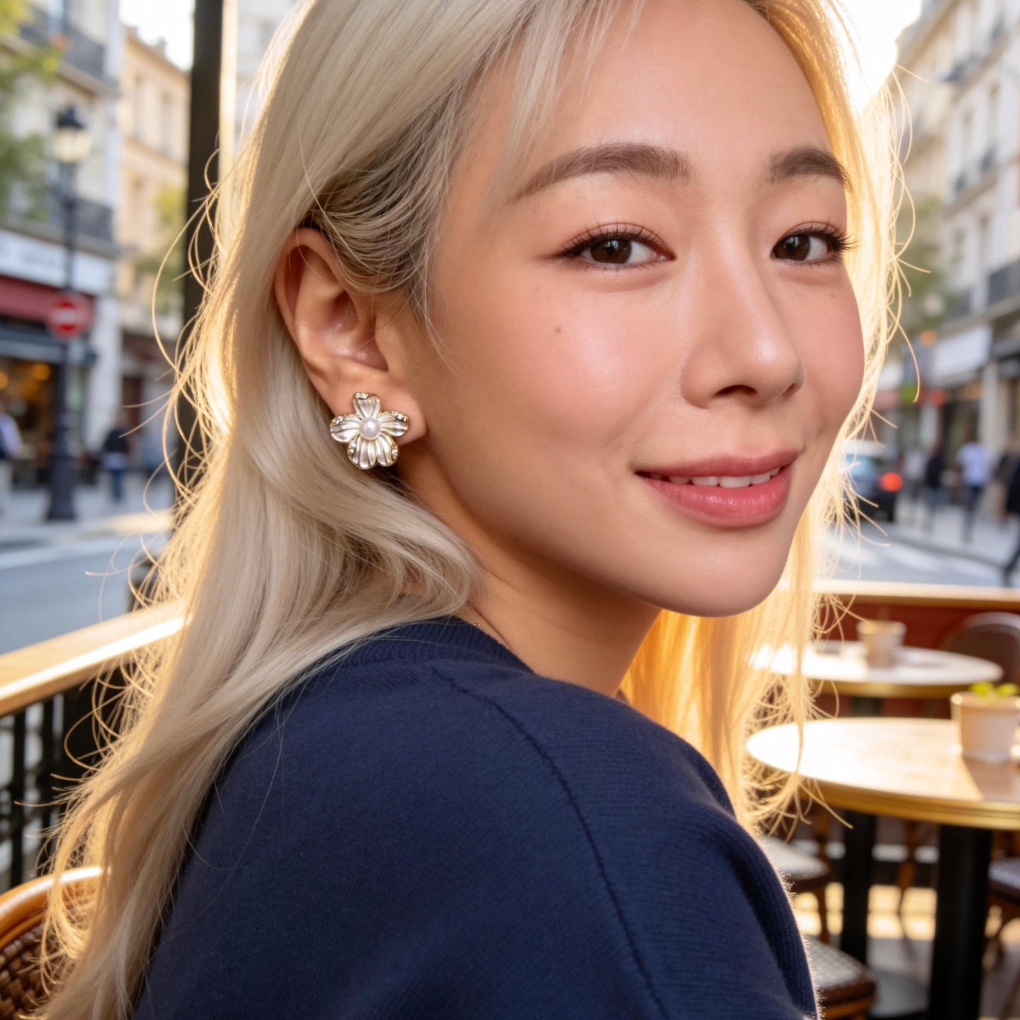 Floral Pearl Stud Earrings