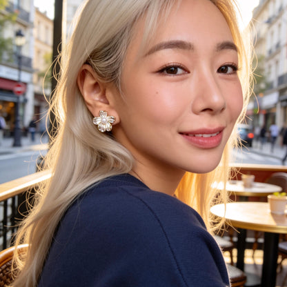 Floral Pearl Stud Earrings