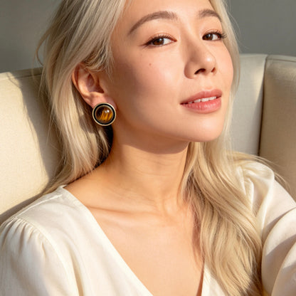 Vintage Tiger Eye Stud Earrings