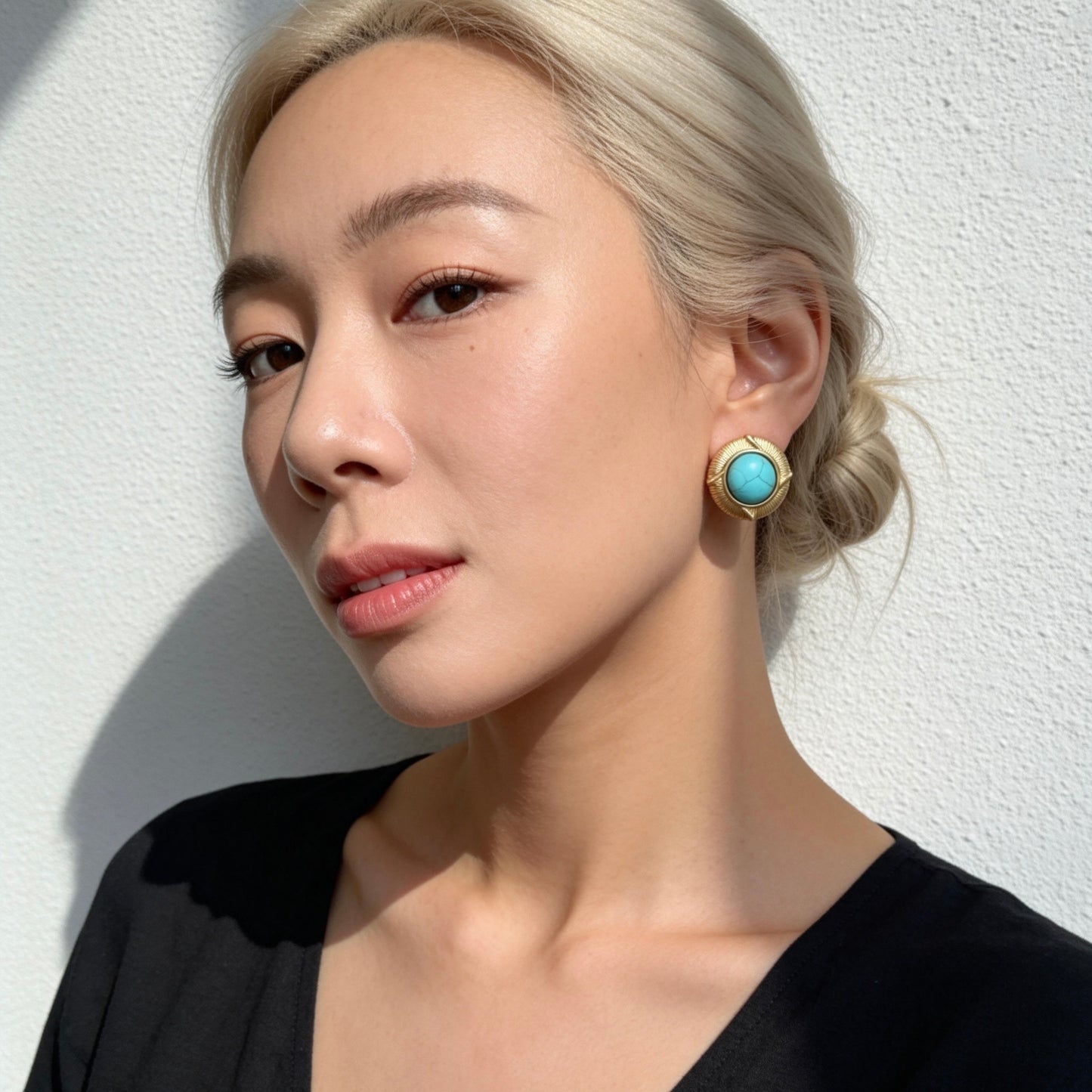 Turquoise Round Stud Earrings