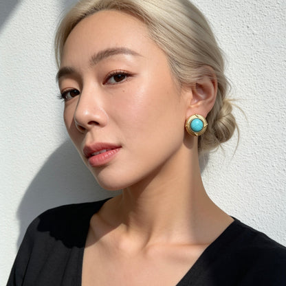 Turquoise Round Stud Earrings