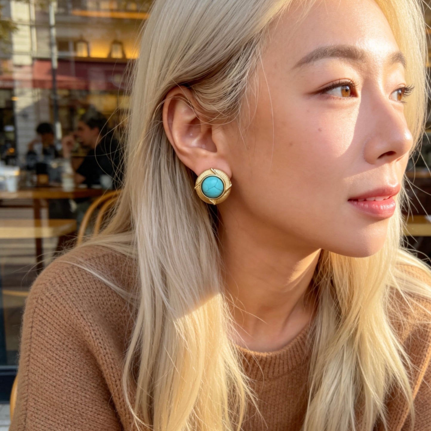 Turquoise Round Stud Earrings