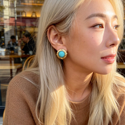 Turquoise Round Stud Earrings