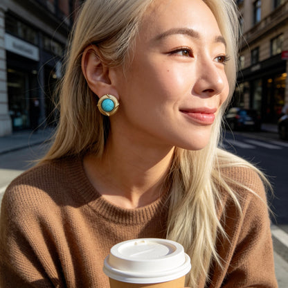 Turquoise Round Stud Earrings