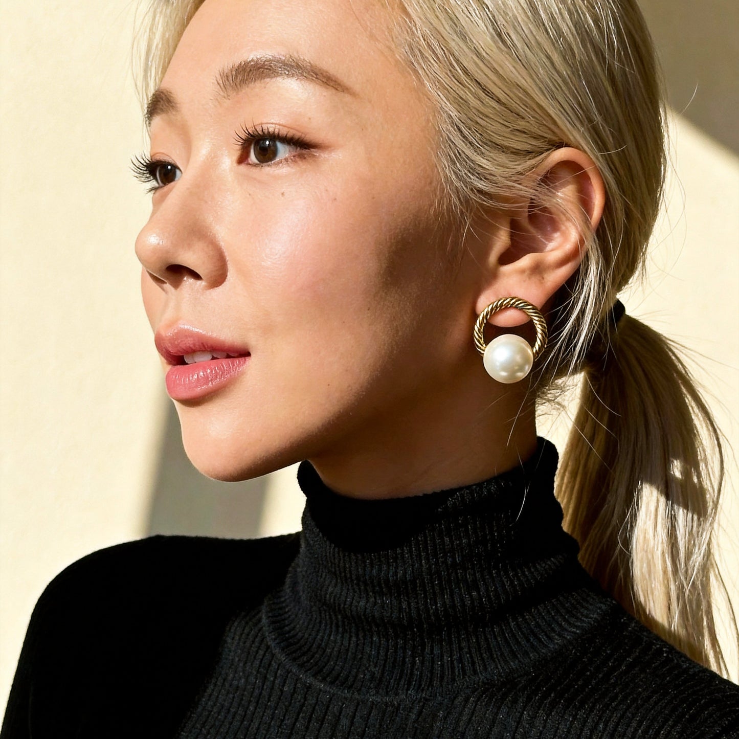Vintage Twisted Gold Pearl Studs